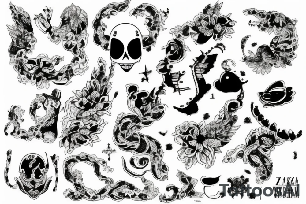 Zakonnica z rozszarpaną twarzą z odwróconym krzyżem na czole tattoo idea