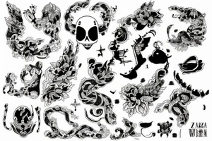 Zakonnica z rozszarpaną twarzą z odwróconym krzyżem na czole tattoo idea