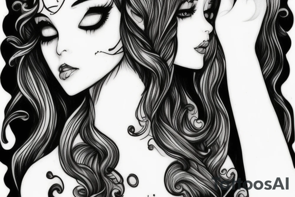 beautiful magical fairy with long hair tattoo idea