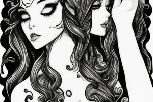 beautiful magical fairy with long hair tattoo idea
