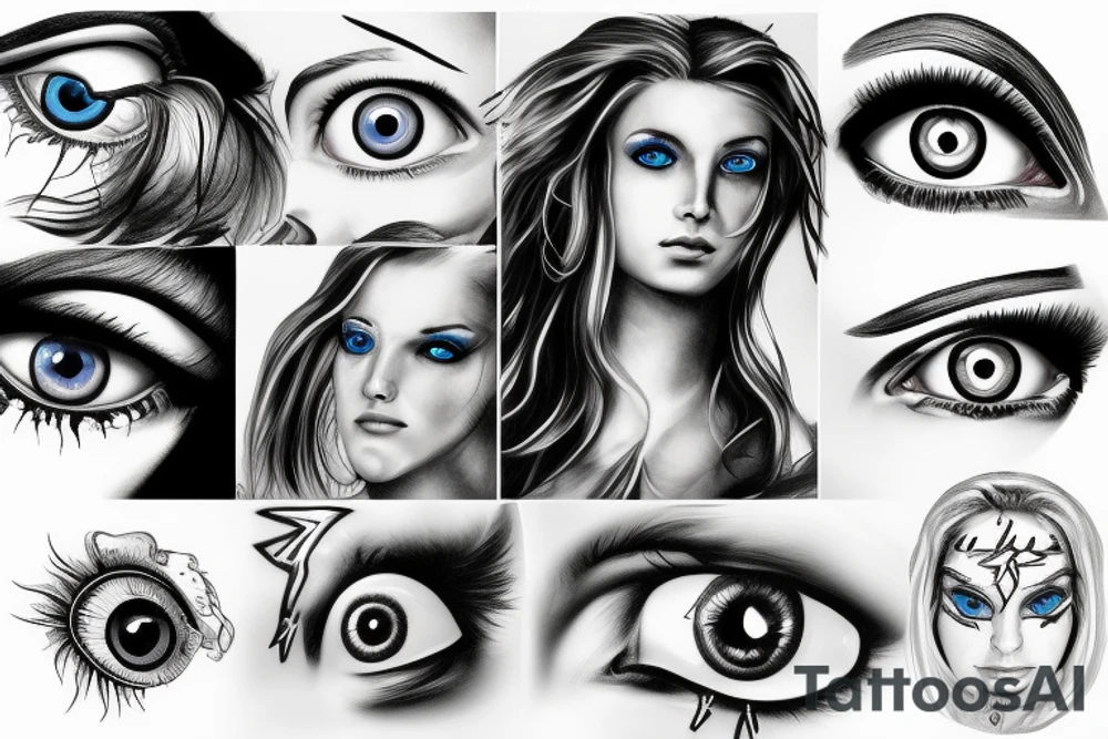 Zeus with blue eye with lightning tattoo idea