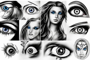 Zeus with blue eye with lightning tattoo idea