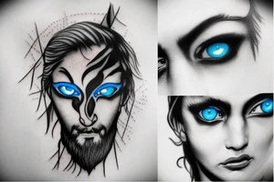 Zeus with blue eye with lightning tattoo idea