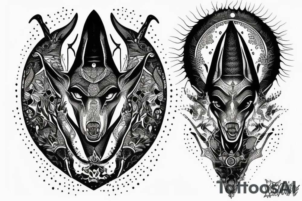 rage anubis in underground world tattoo idea