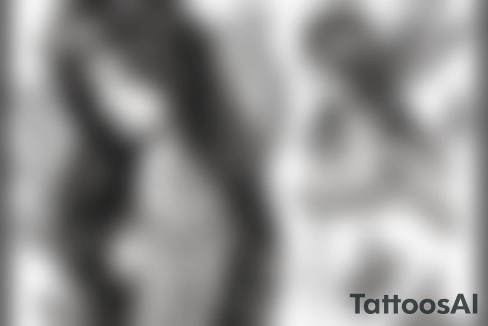 beautiful magical fairy with long hair. All body tattoo idea