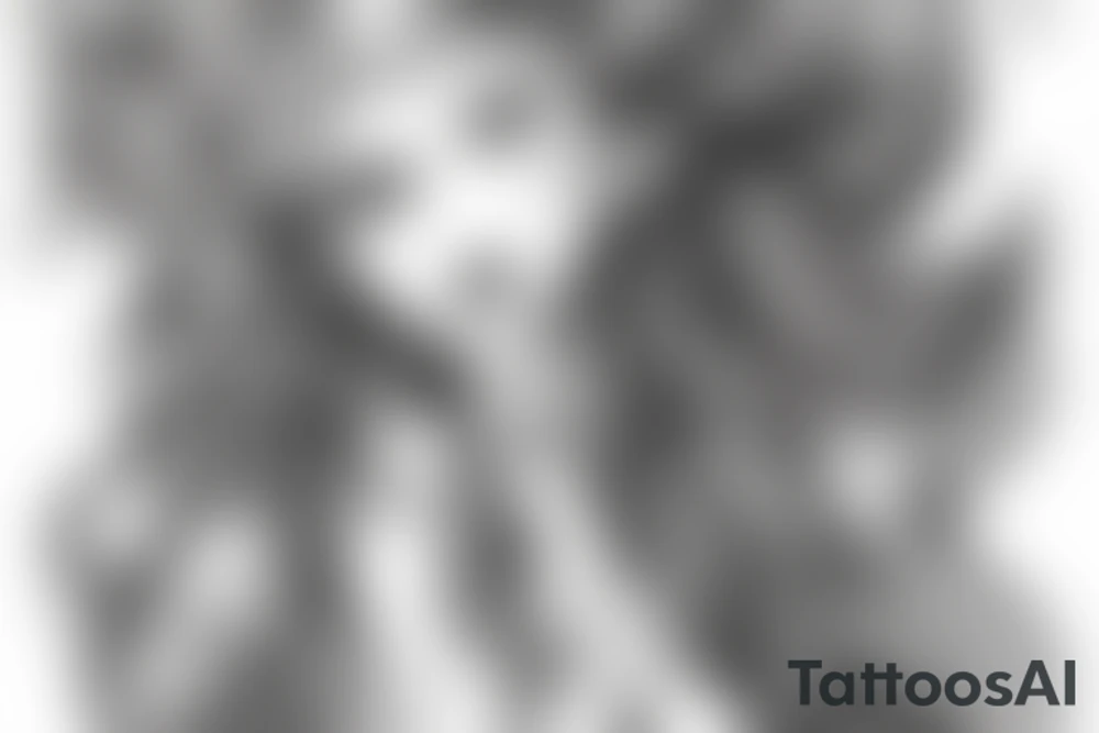 beautiful magical fairy with long hair. All body tattoo idea