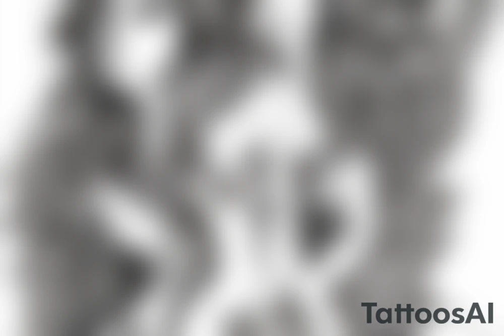 beautiful magical fairy with long hair. All body tattoo idea