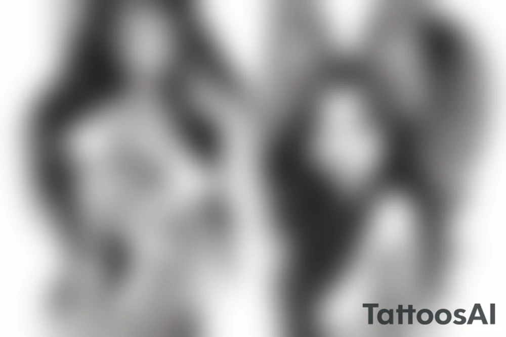 beautiful magical fairy with long hair. All body tattoo idea