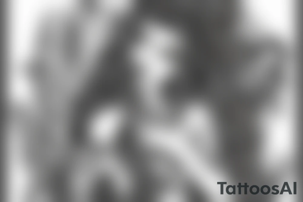 beautiful magical fairy with long hair. All body tattoo idea