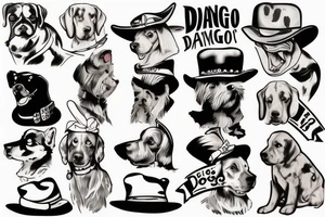 dog in django clothes tattoo idea