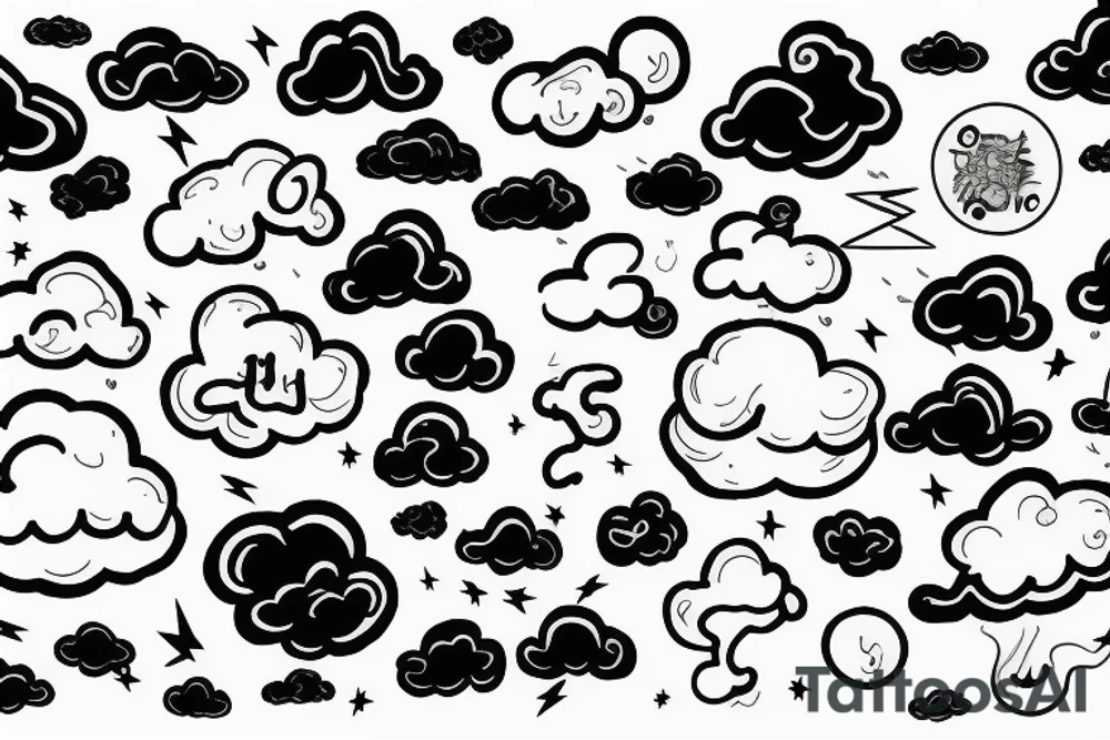 Storm cloud with lightning tattoo idea