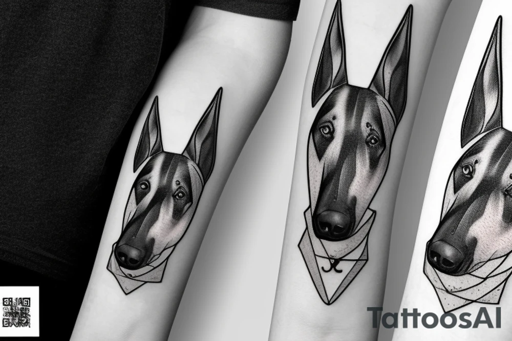 card with doberman and gun tattoo idea