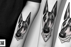 card with doberman and gun tattoo idea