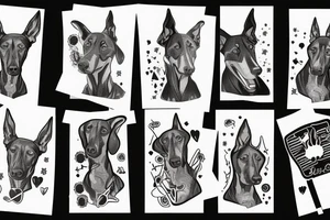 card with doberman and gun tattoo idea