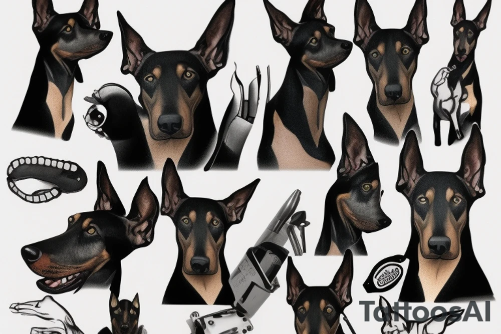 agressive doberman tattoo idea