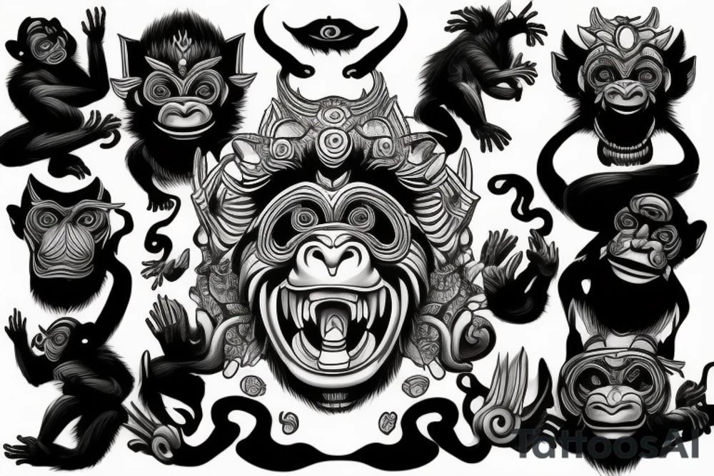 Sarugami , 3d, monkey god tattoo idea
