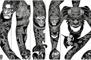 Sarugami , 3d, monkey god , samuraj tattoo idea