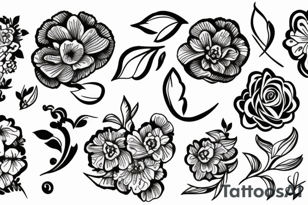 Flower, sky, tree tattoo idea