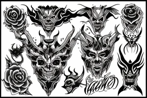 Black demon tattoo idea