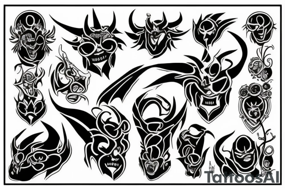 Black demon tattoo idea