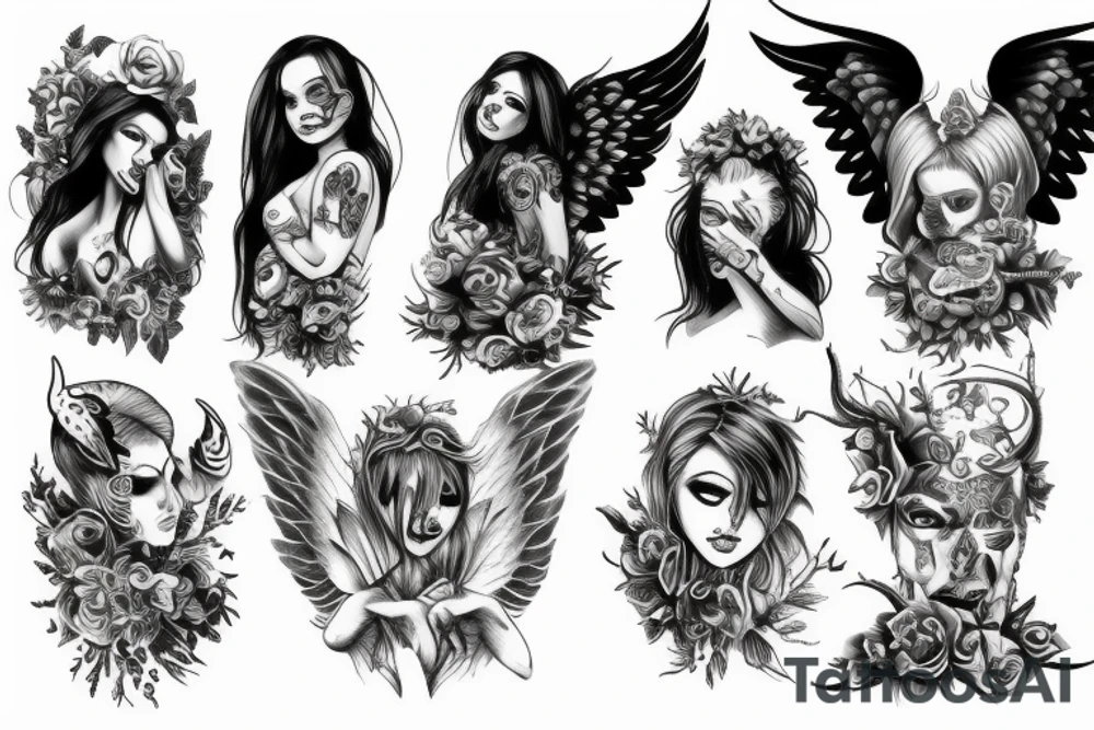 angel kiss demon tattoo idea