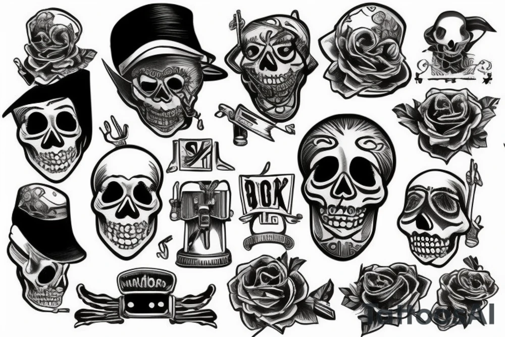 skelleton on electric chair tattoo idea