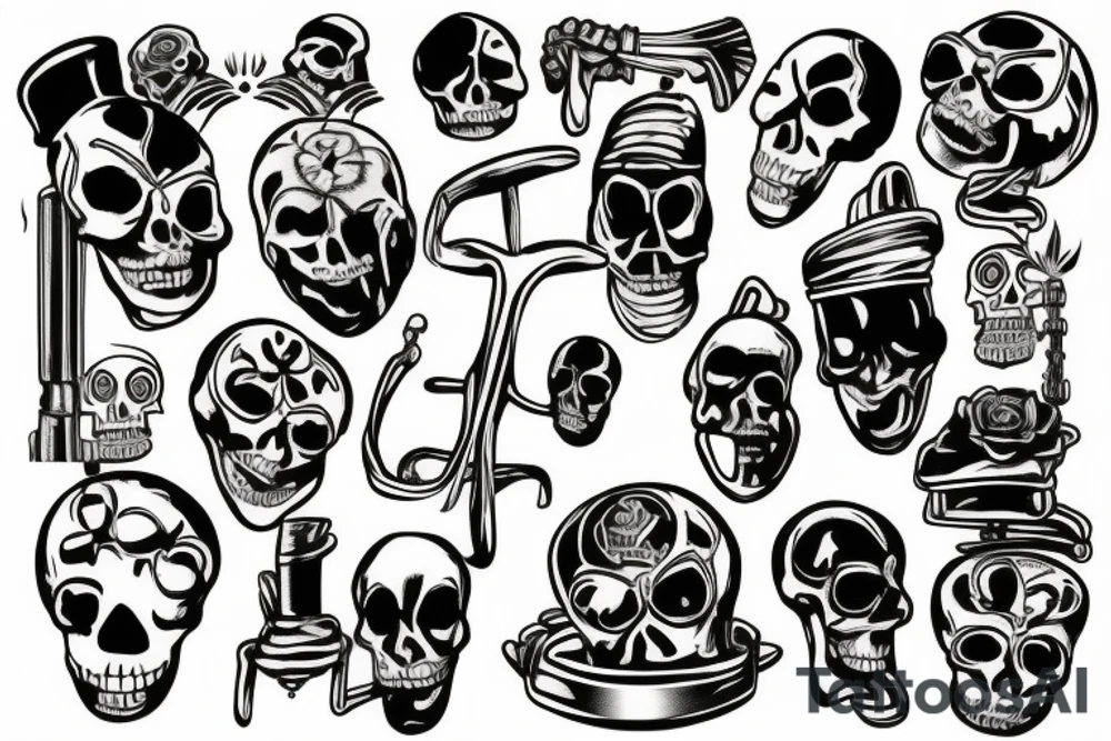 skelleton on electric chair tattoo idea