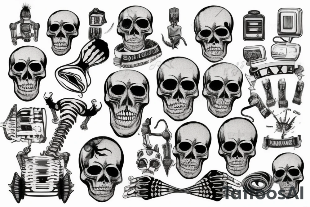 skeleton on electric chair tattoo idea