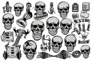 skeleton on electric chair tattoo idea