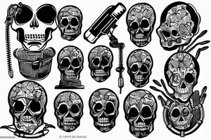 skeleton on electric chair tattoo idea