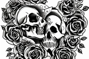 skull with flowers, hourglass tattoo idea