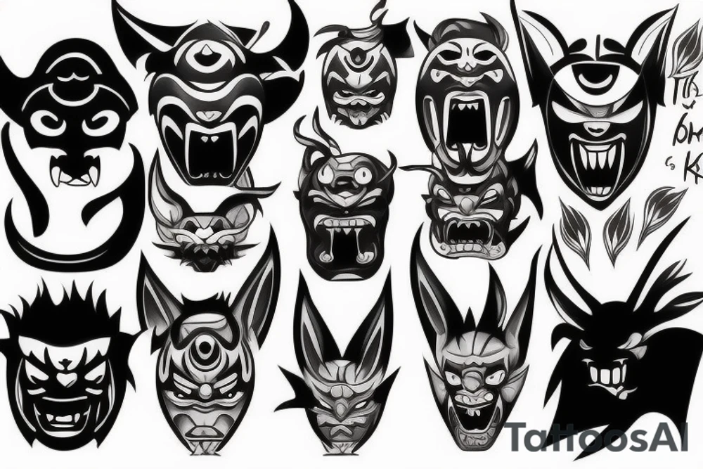 Oni mask tattoo idea