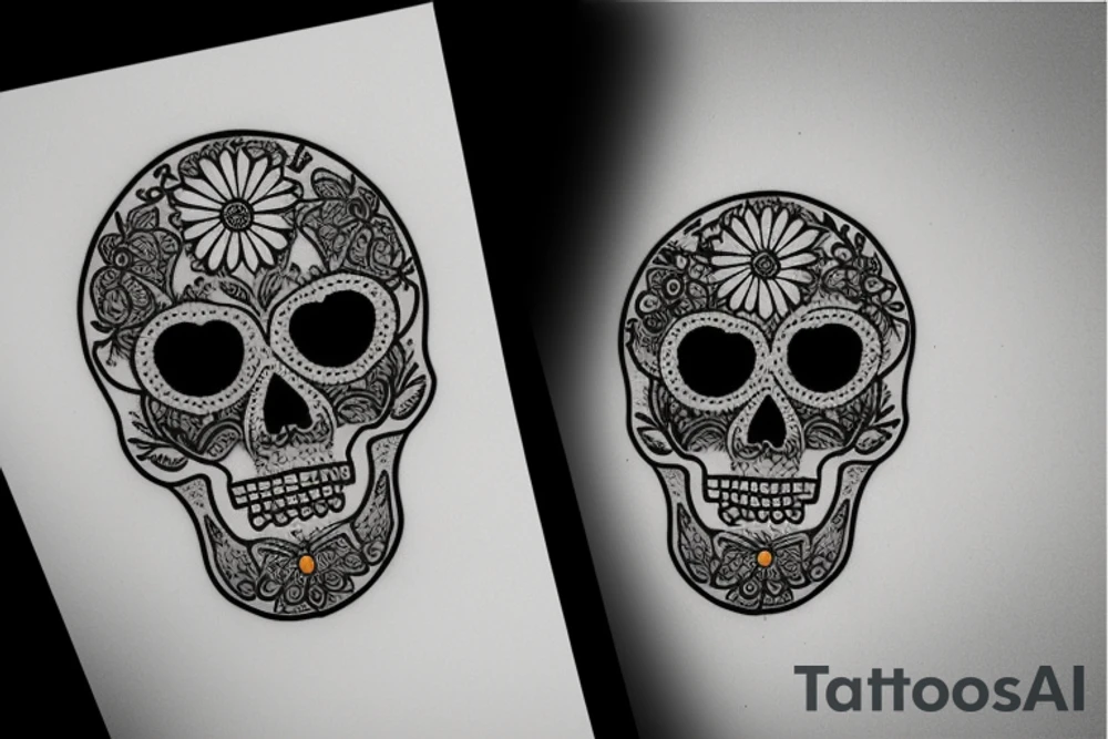 skull with flowers, hourglass tattoo idea