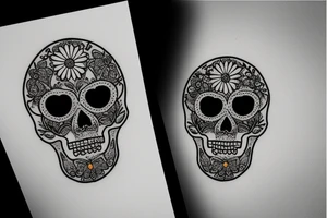 skull with flowers, hourglass tattoo idea