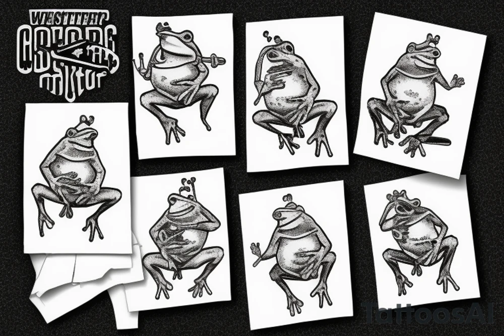 western frog with cigarette in mouth tattoo idea