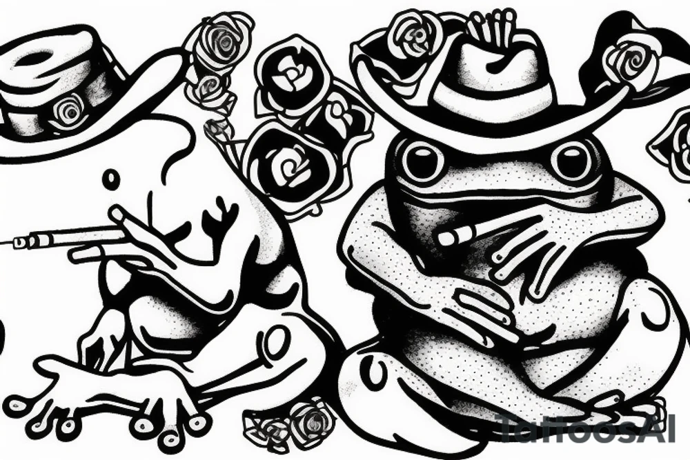 western frog with cigarette in mouth tattoo idea