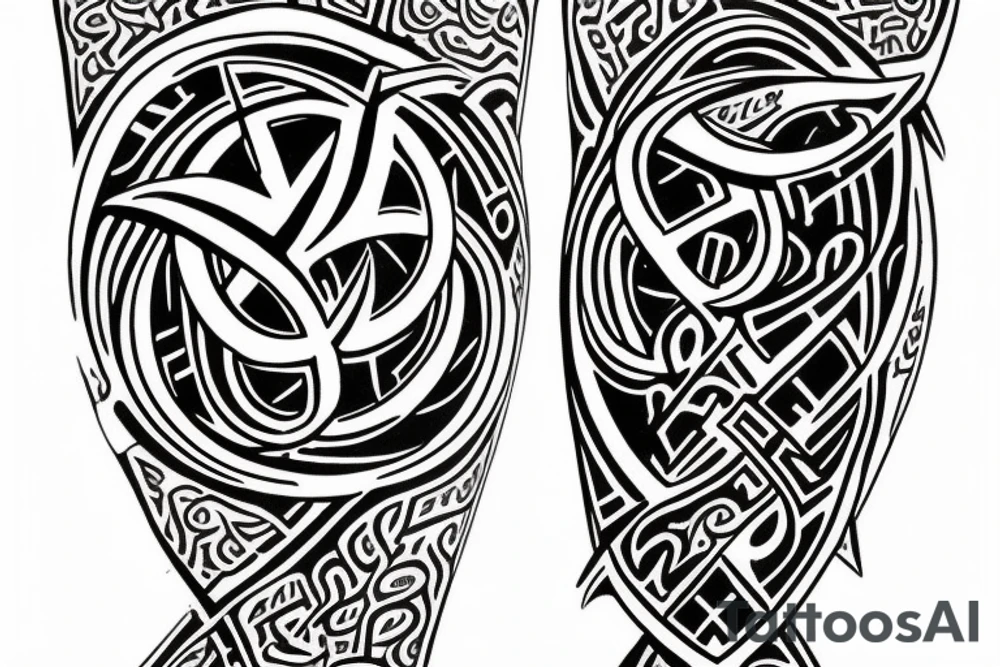 Havamal text runes around forearm tattoo idea