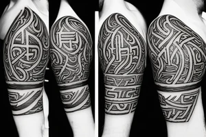 Havamal text runes around forearm tattoo idea