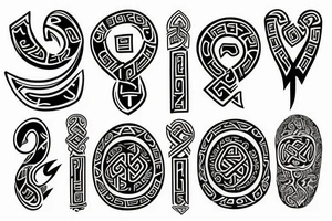 Nordic text runes around forearm tattoo idea