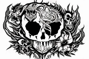 skull with a demon tattoo idea