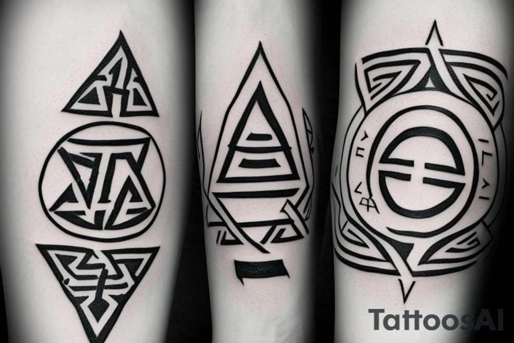 Futhark simple text runes around forearm tattoo idea