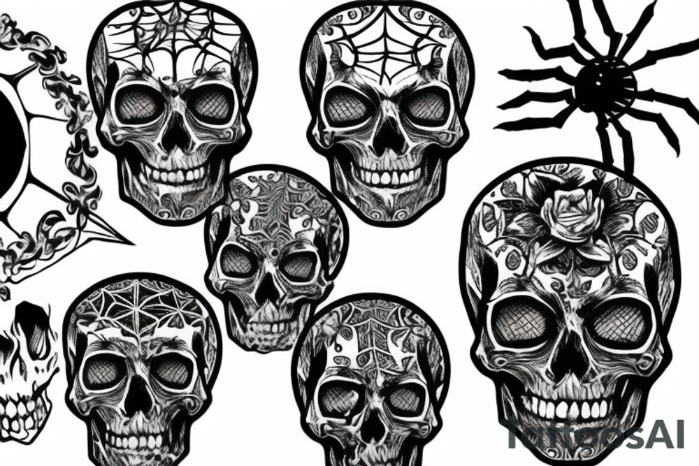 Skull with spider tattoo idea