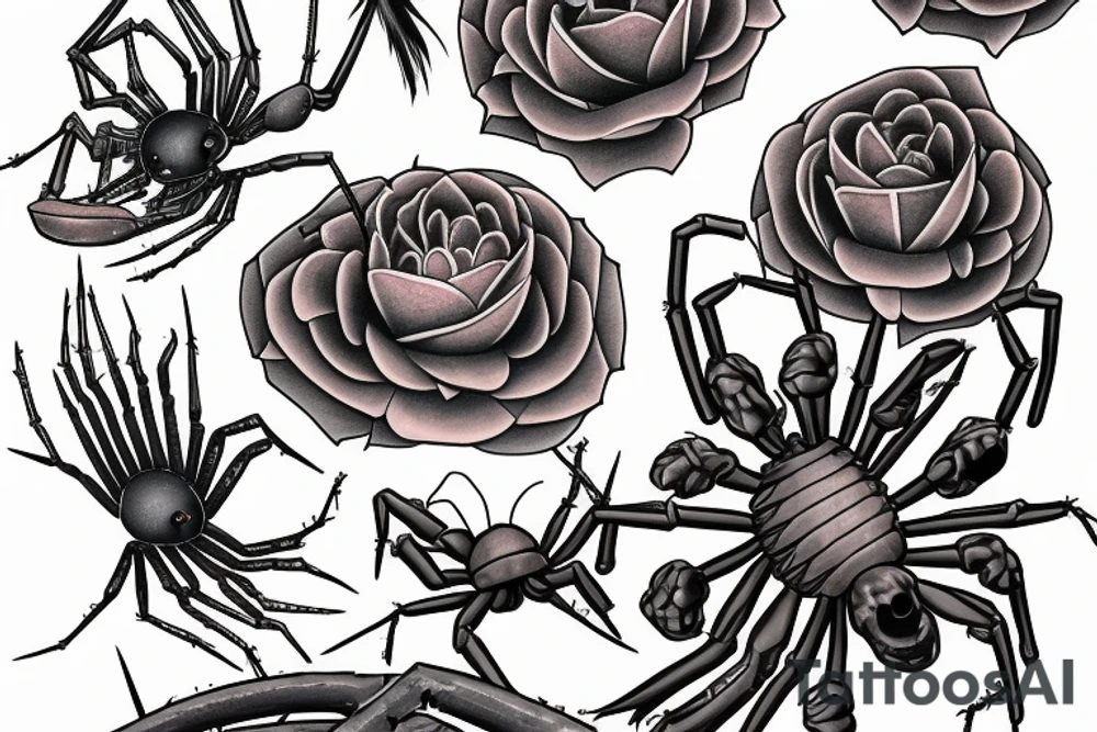 Riffle and lily spider tattoo idea