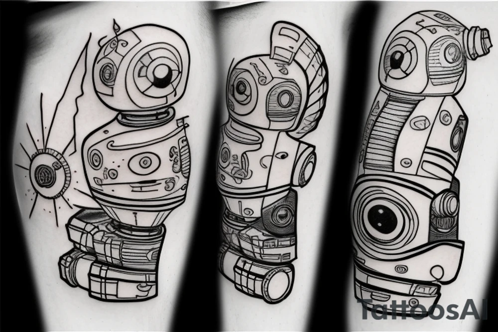 robot calf tattoo idea