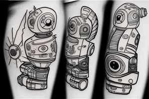 robot calf tattoo idea