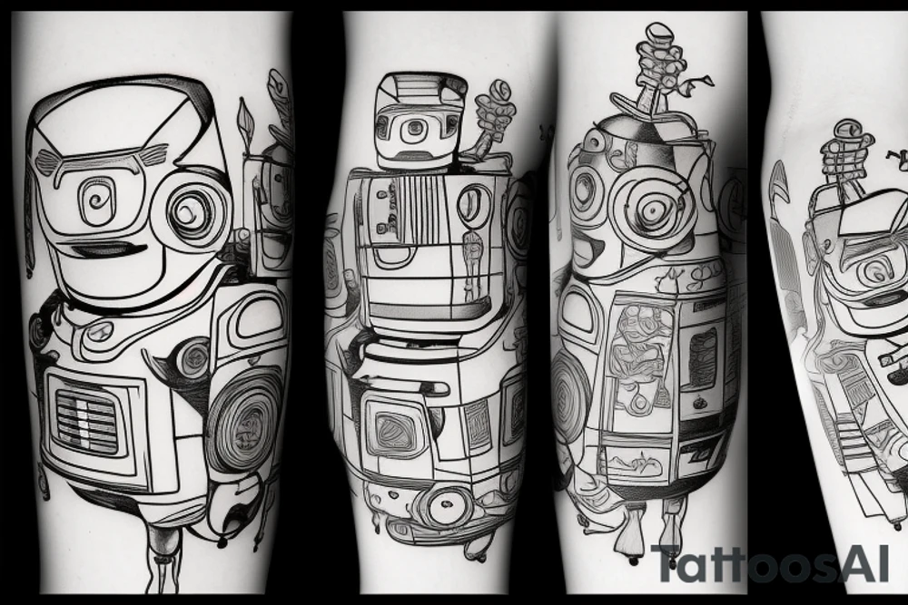 robot calf tattoo idea