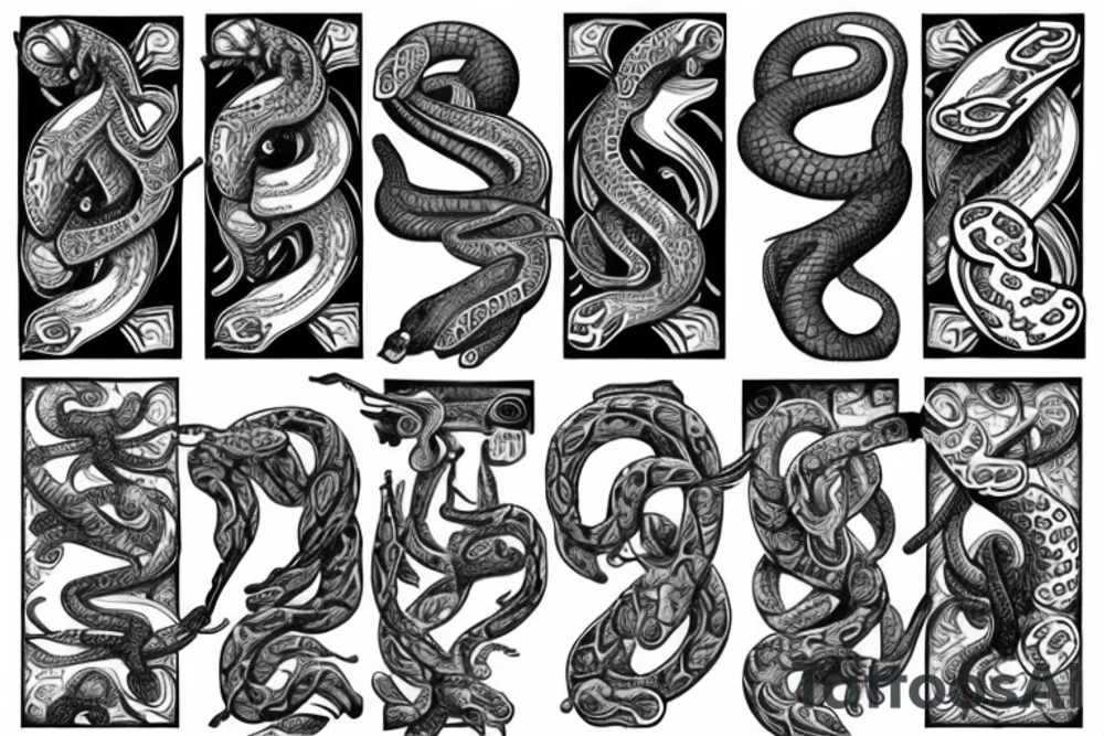 Snake money cards tattoo idea