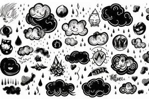 Overthinging, cloud, rain, sad tattoo idea