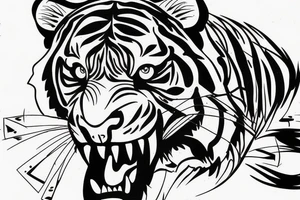 Agressive tiger tattoo idea
