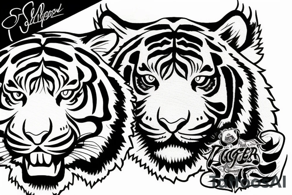Agressive tiger tattoo idea
